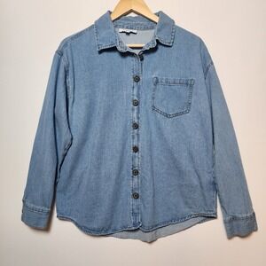 My Style Women's Demin Long Sleeve Button-up Shirt Medium